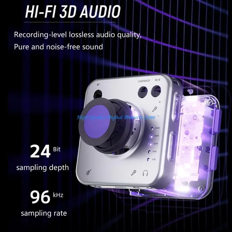 U2JE Small Recording Sound Card for Singing and Wireless Backing Music, Real-Time Monitoring, Instrument Input, and Portable Use