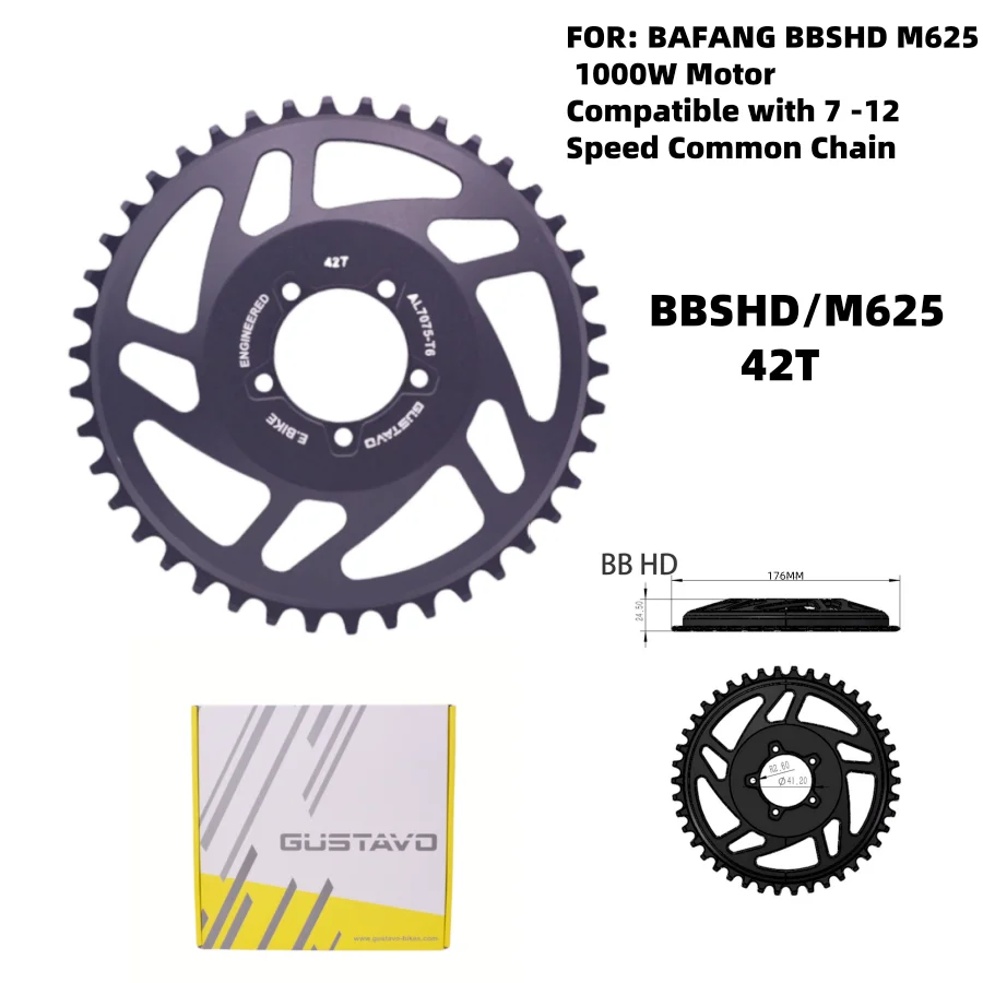 GUSTAVO Mid Drive Motor Chainwheel chainring For BAFANG BBSHD M625 1000W Motor 42T 44T 46T 48T