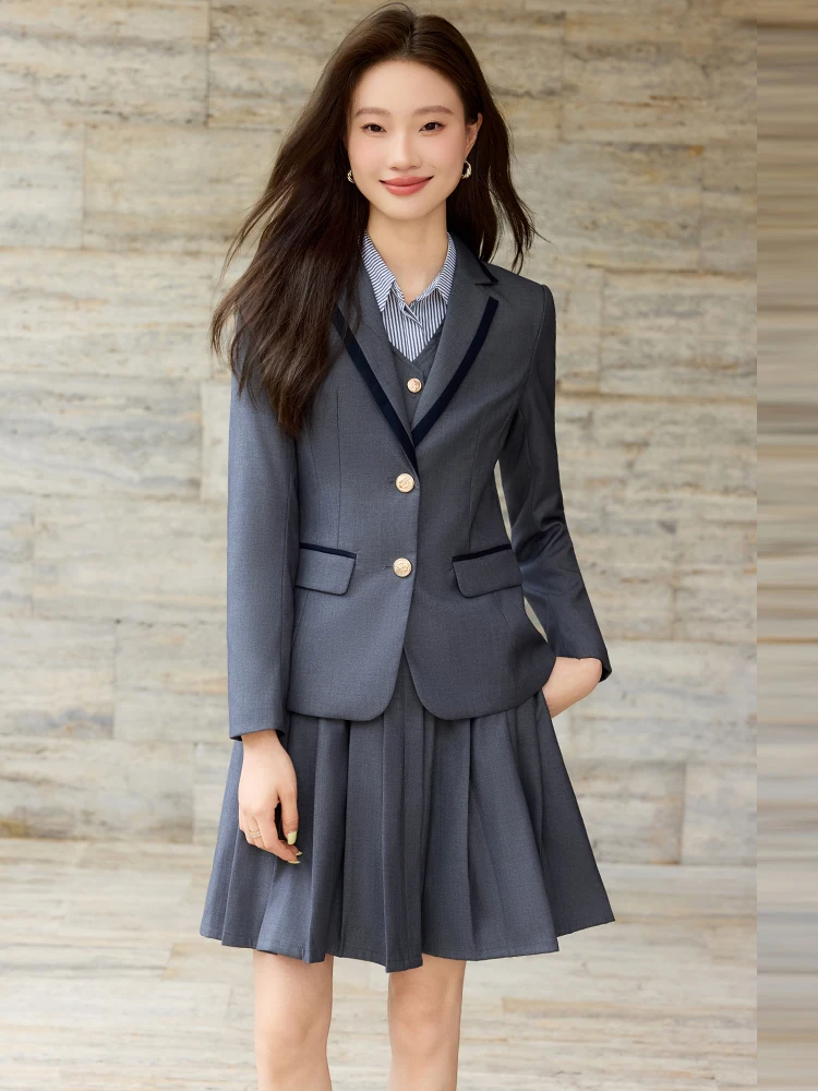 British College Style Women's Suit Set JK Uniform Student School Uniform Korean Style Teacher Workwear Nursery Teacher Work U...