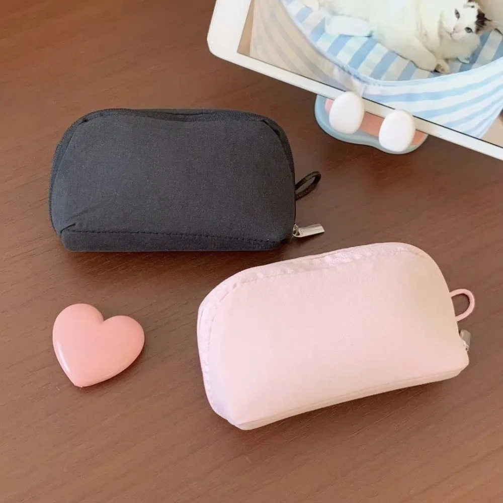 Portable Size Makeup Bag Solid Color Mini Design Cosmetic Storage Pouch Daily Storage Multi-Compartment Pencil Case For Girls