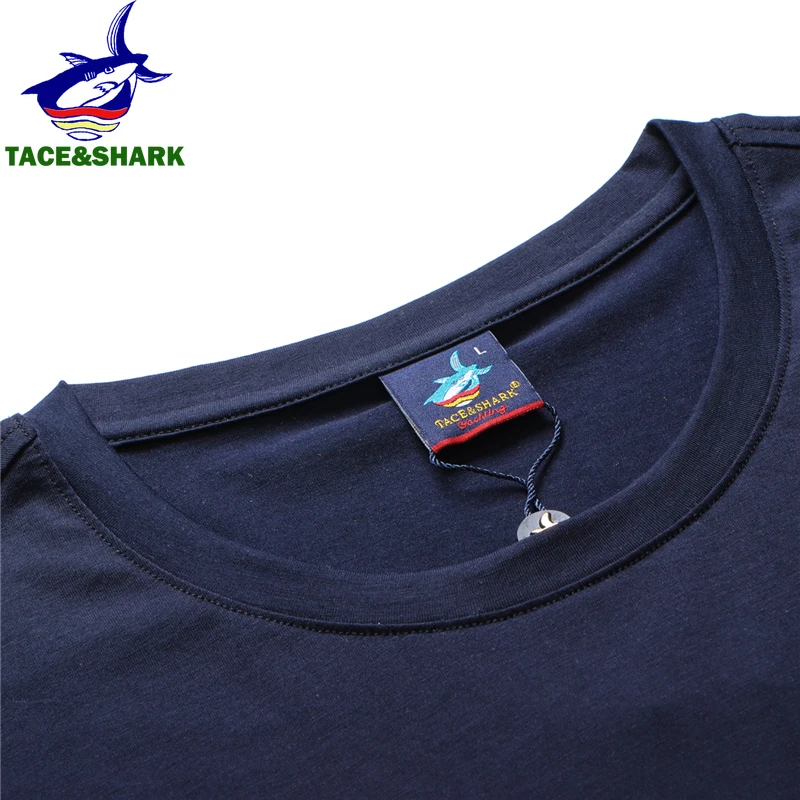 TACE&SHARK Letter Anchor Print T Shirt 2022 Summer Fashion T-shirts Clothing Mens Casual Cotton Solid Color Tshirts