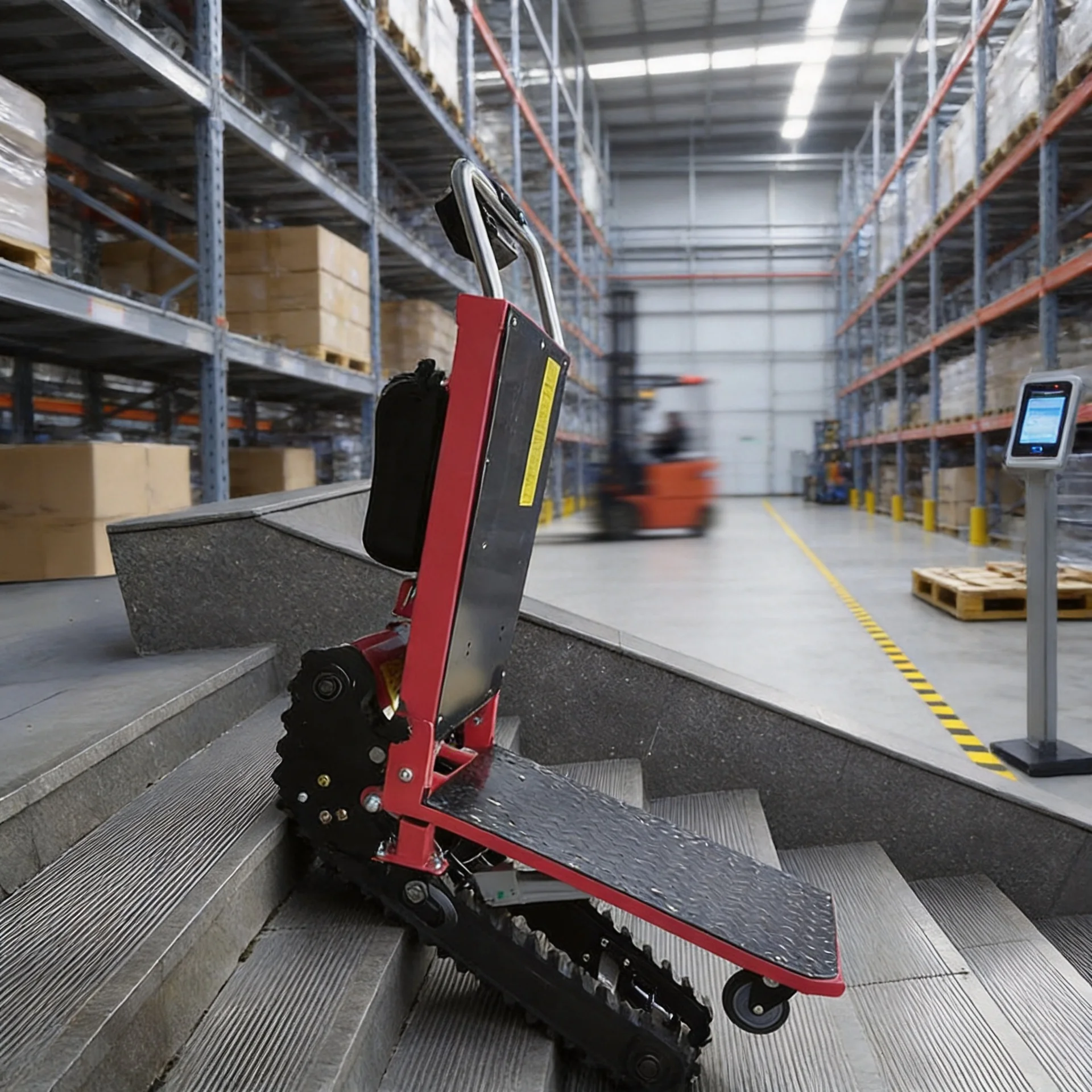 Silent Electric Crawler Tracked Stair Climber Trolley, 300KG Capacity Stair Climbing Vehicle for Up & Down Stair Goods Handling