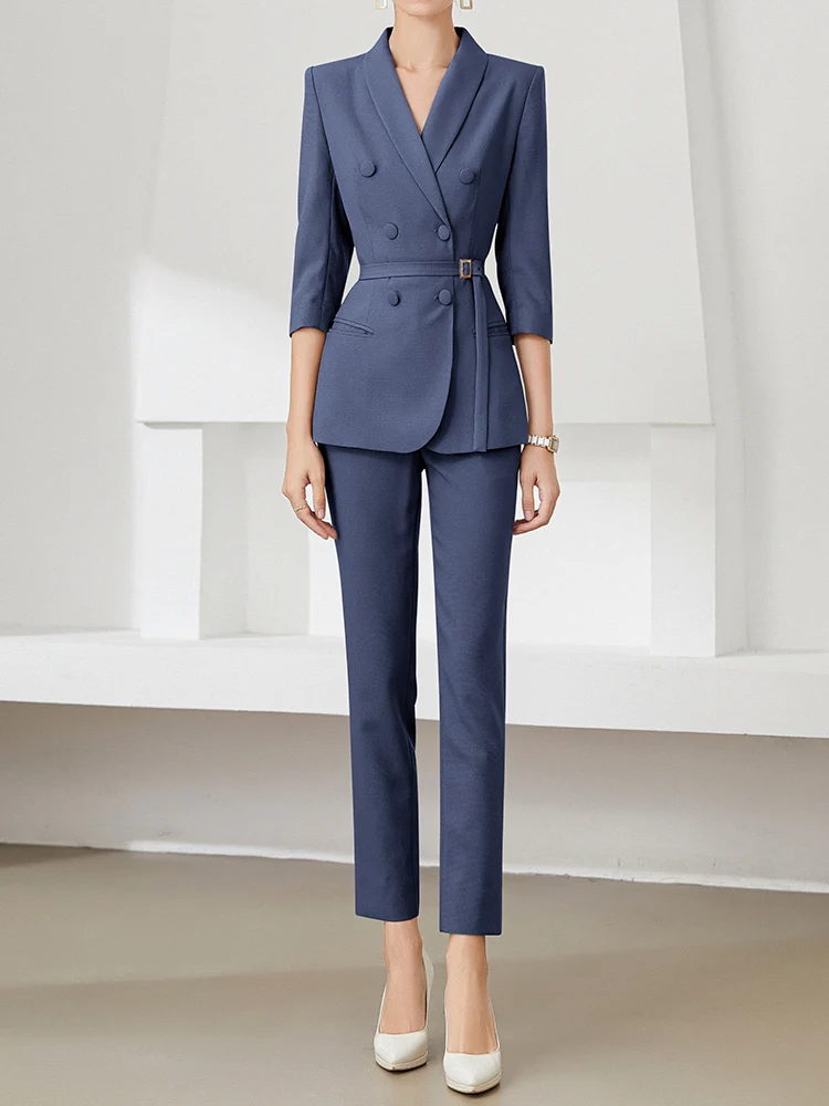 

Business Suit Set Women's Fashionable Elegant Teacher Interview Formal High-End Career Workwear Polyester Fiber Short Coat