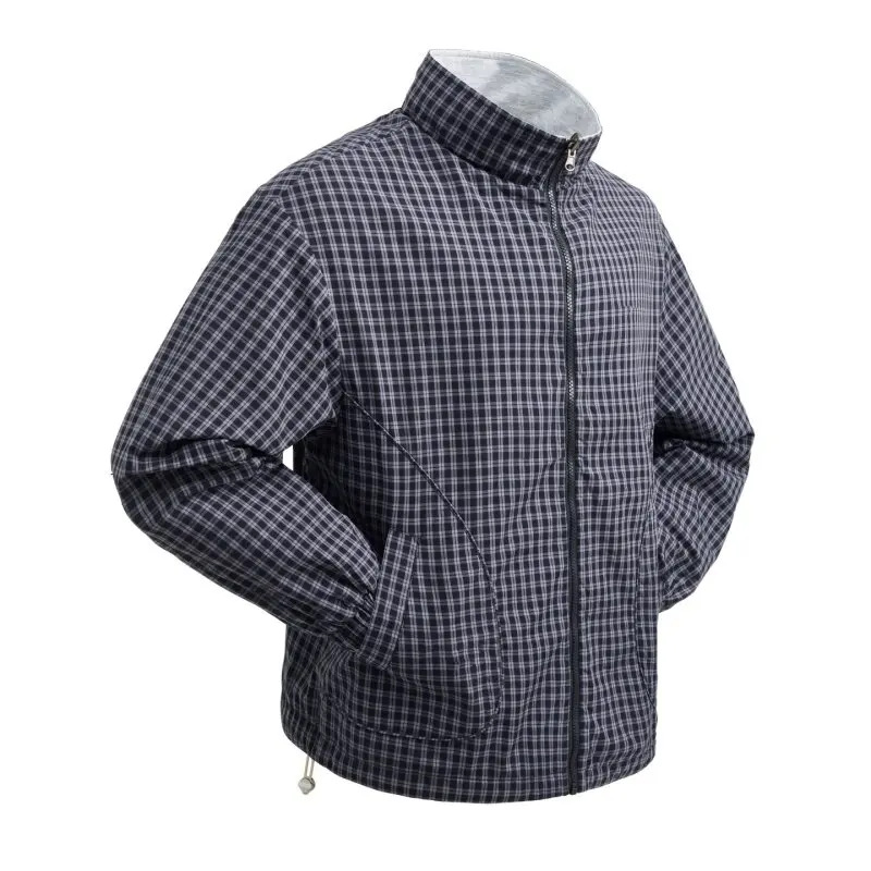 Spring and Autumn New Fashion Trendy American Retro Reversible Plaid Jacket Men's Casual Loose Sports Plus Size Jacket