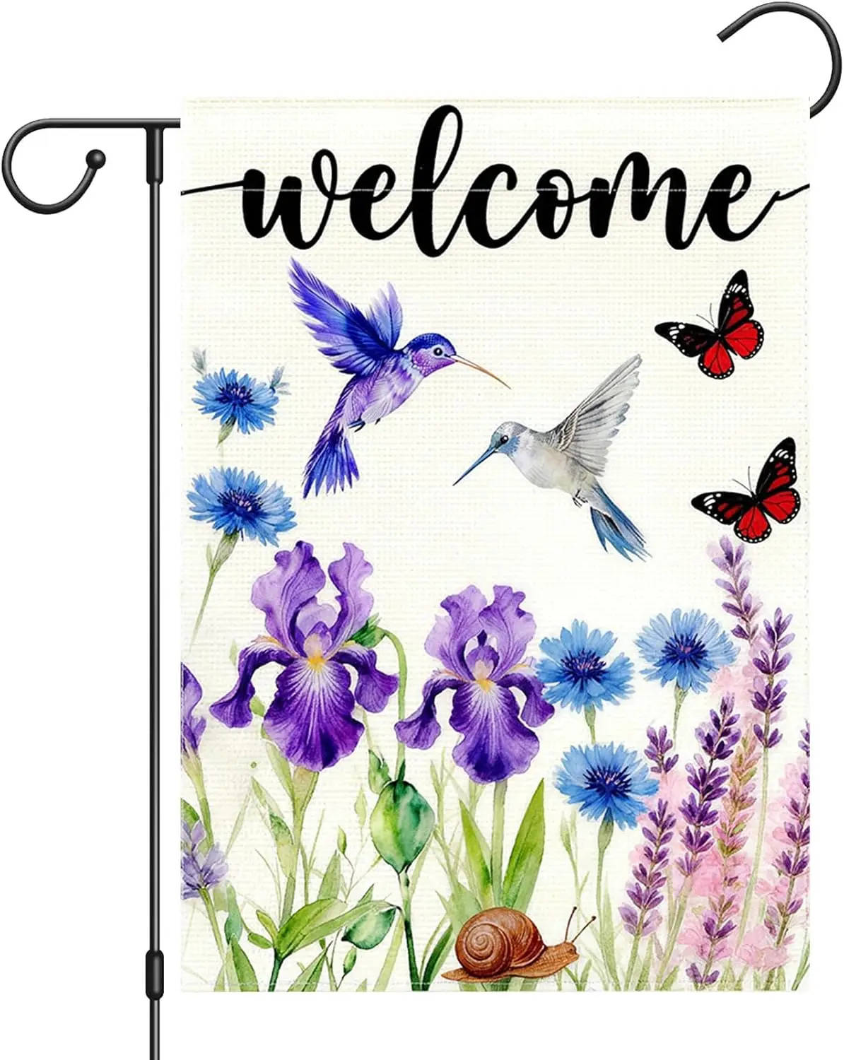Spring Garden Flag 12x18 Double Sided, Vivid Hummingbird & Floral Print - Fresh Spring Decor for Home, Porch, Farmhouse jjp