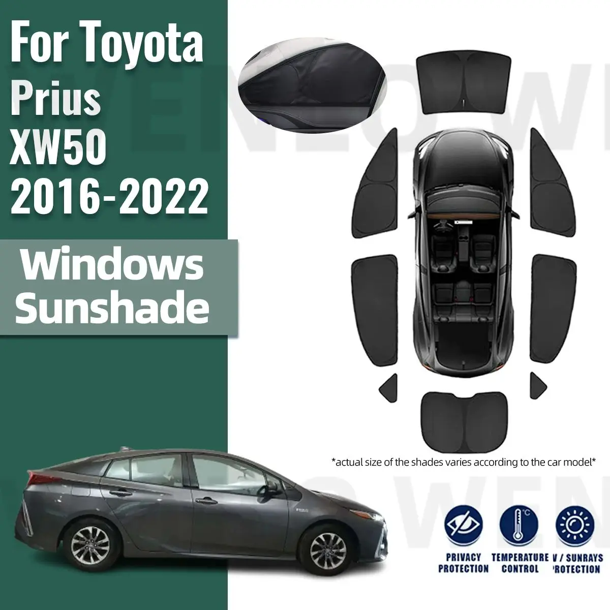 

For Toyota Prius XW50 2016-2022 Full Cover Front Windshield Frame Curtain Car Sunshade Shield Rear Side Window Sun Shade Visor