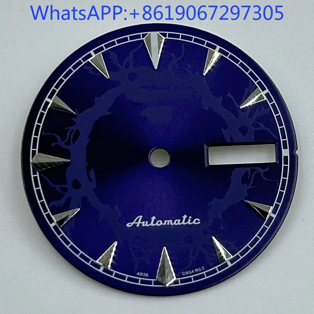 

2025 Blue Sunburst Texture Lightning Claw Watch Dial Suitable for NH35/36 Automatic Movement Mod Parts Accessories nh35 case