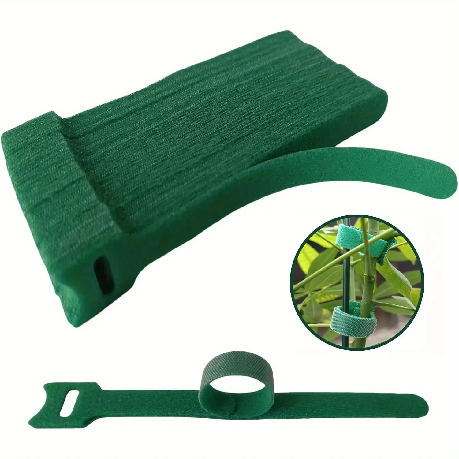 

100pcs 6" Reusable Nylon Plant Ties, Adjustable Non-Slip Hook & Loop Fasteners for Climbing Plants, Garden Support, Green