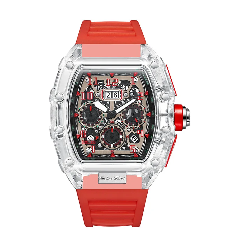 Multi Function Luminous Sport Quartz Watch For Male Plastic Shell Silicone Band Waterproof Pointer Casual Wrist Clock