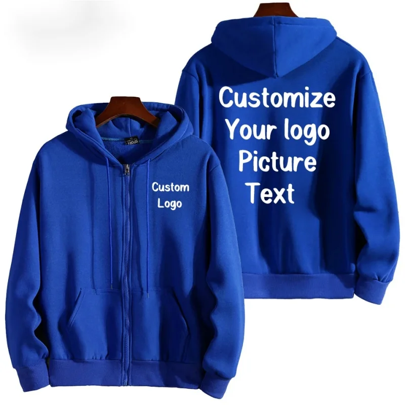 Custom Your Logo Zipper Hoodies Women Men Fashion Long Sleeve Hooded Sweatshirt Hot Sale Casual Autumn Winter Sportwear Clothes