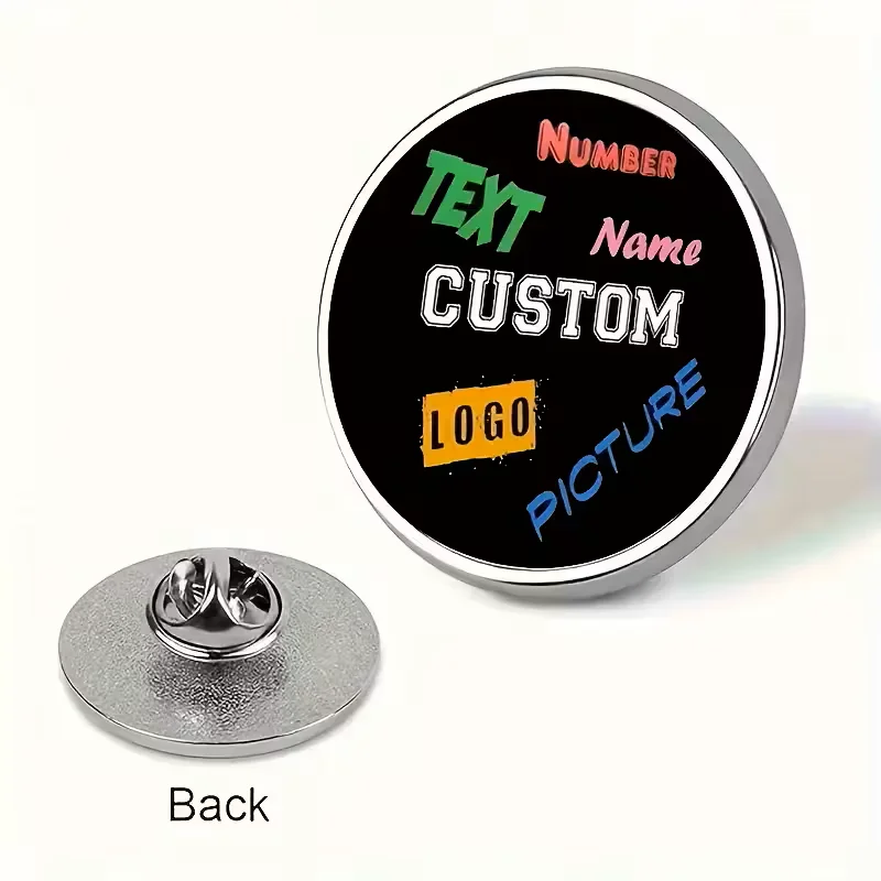 Broche de metal personalizable - insignia duradera, se puede añadir texto personalizado, fotos o imágenes, regalo único, accesorio versátil