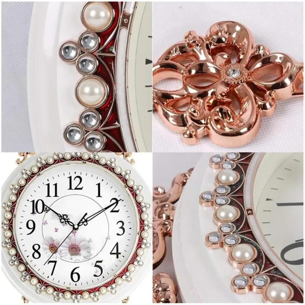 

Wall Clock Wall Clock European Silent Living Room Quartz Pendulum Clock Home Decoration (Battery-Powered) for Bedroom