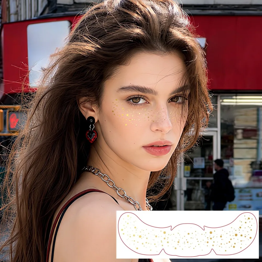 9pcs Hot Stamping Freckles Waterproof Temporary Tattoo Sticker Golden Silvery Metallic Flash Tatoo Glitter Body Art Face Makeup