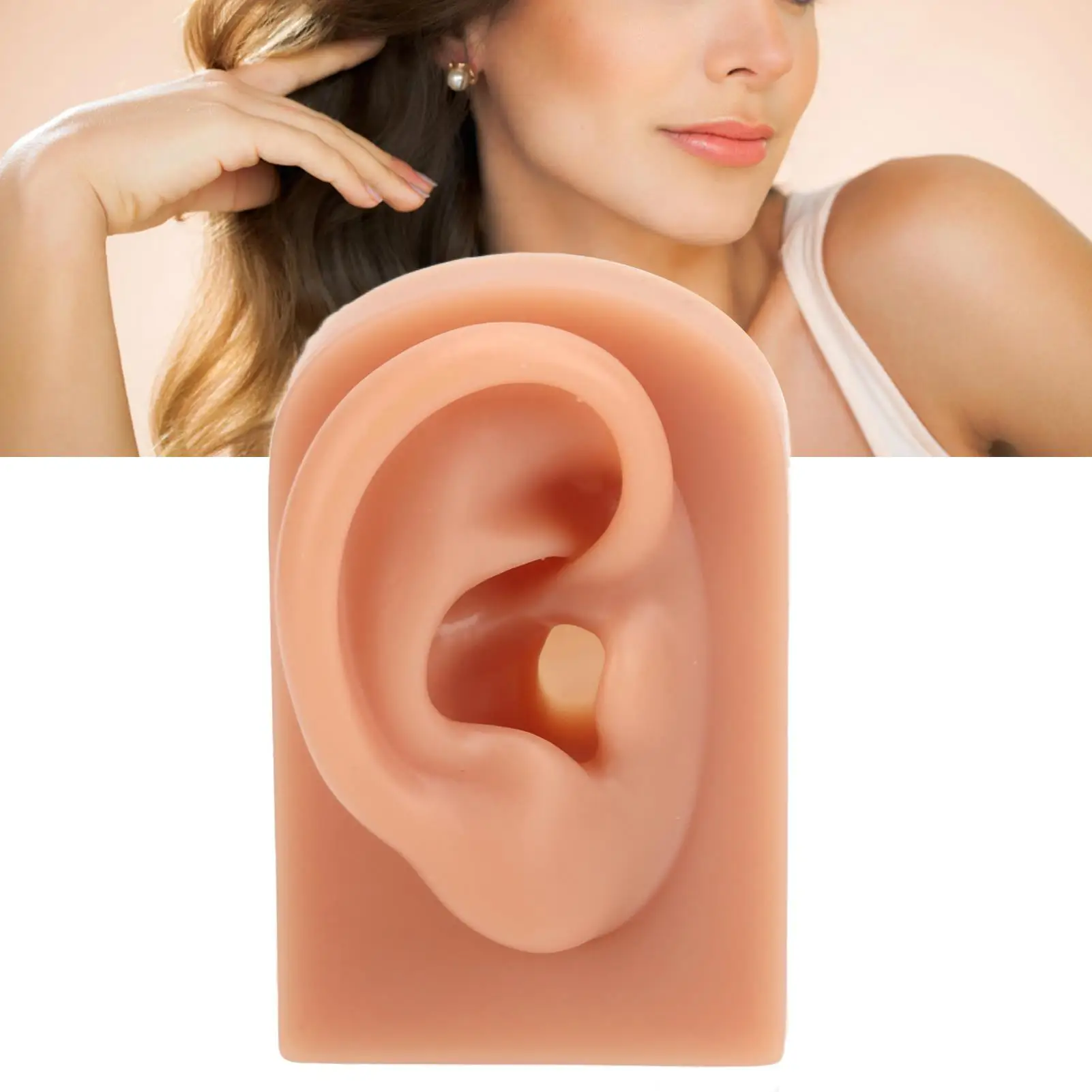 Portable Elastic Piercing Ear Model – Dark Skin Color – Reusable – Ideal for jewelry Shops & for acupuncture Training