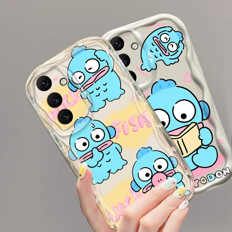 Sanrio HANGYODON Ugly Fish For Samsung A55 A54 A53 A52 A35 A34 A33 A32 A25 A24 A23 A22 A21S A15 A13 A14 5G Wave Oil Funda