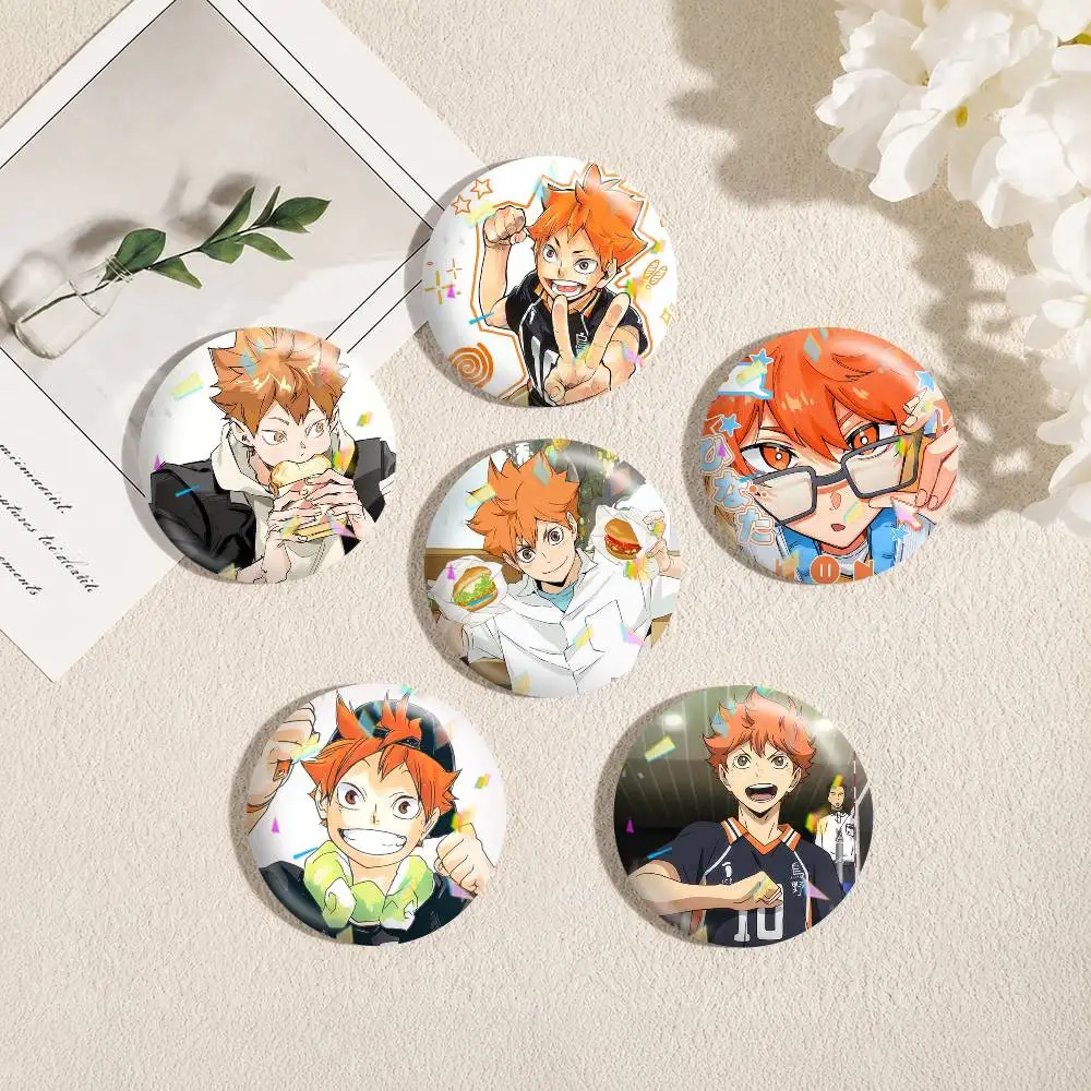 Anime H-Haikyuu Shoyo Hinata 25 32 44 58 75mm Badges Personalized Round Brooches Pins Accessory Gift