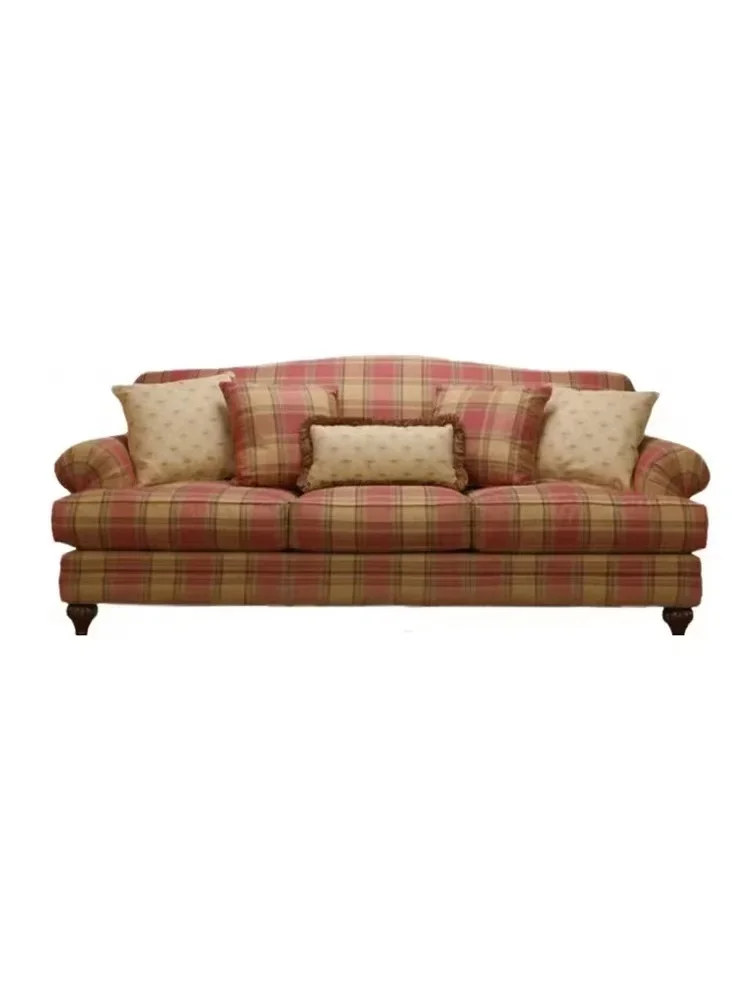 Retro pastoral style sub-fabric bedroom B & B double triple sofa American light luxury shooting