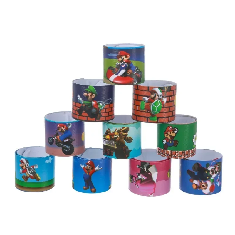 Super Mario Bros Slap Bracelets Anime Anime Wristband Child Pocket Slap Band Puzzle Toys Cute Kids Birthday Party Supplies Gifts