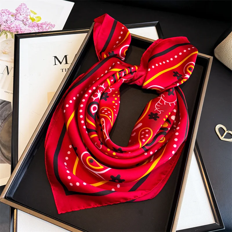 

Women's Scarf Square Silk Hijab Print Shawl Wraps Bandana Headband Handkerchief Hair Bands Accesories Foulards Femme