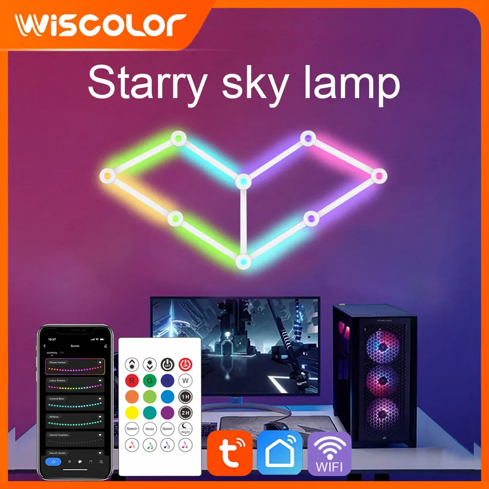 DIY RGB Wall Light LED Smart WIFI Matter Lamp Indoor Splicing Atmosphere Lighting Smart Home Room Decor Bar Luces Night Light