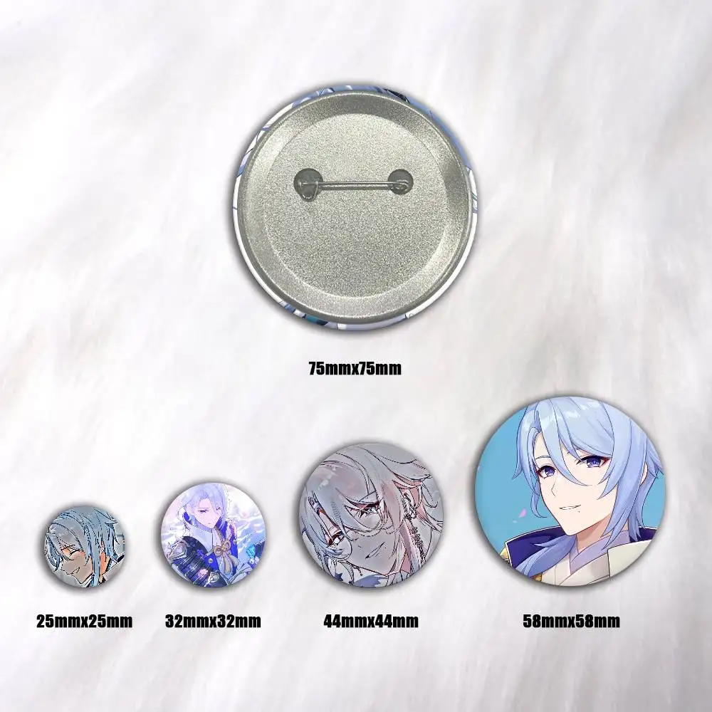 A-Kamisato Ayato Cartoon Round Brooches On Backpack Jacket Acrylic Button Pins Collection Gifts
