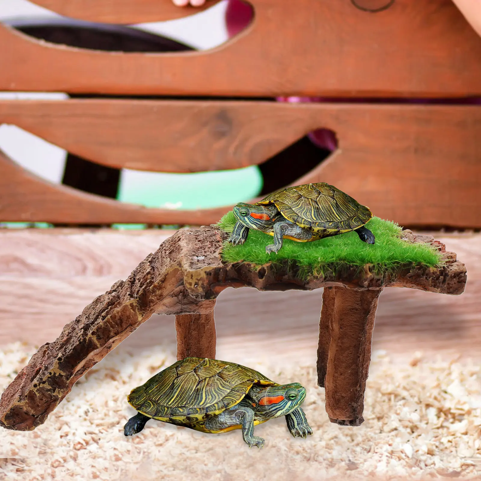 Turtle Basking Platform Resin Aquatic Reptile Tank Decor Climbing Rockery Sunbathing Dock