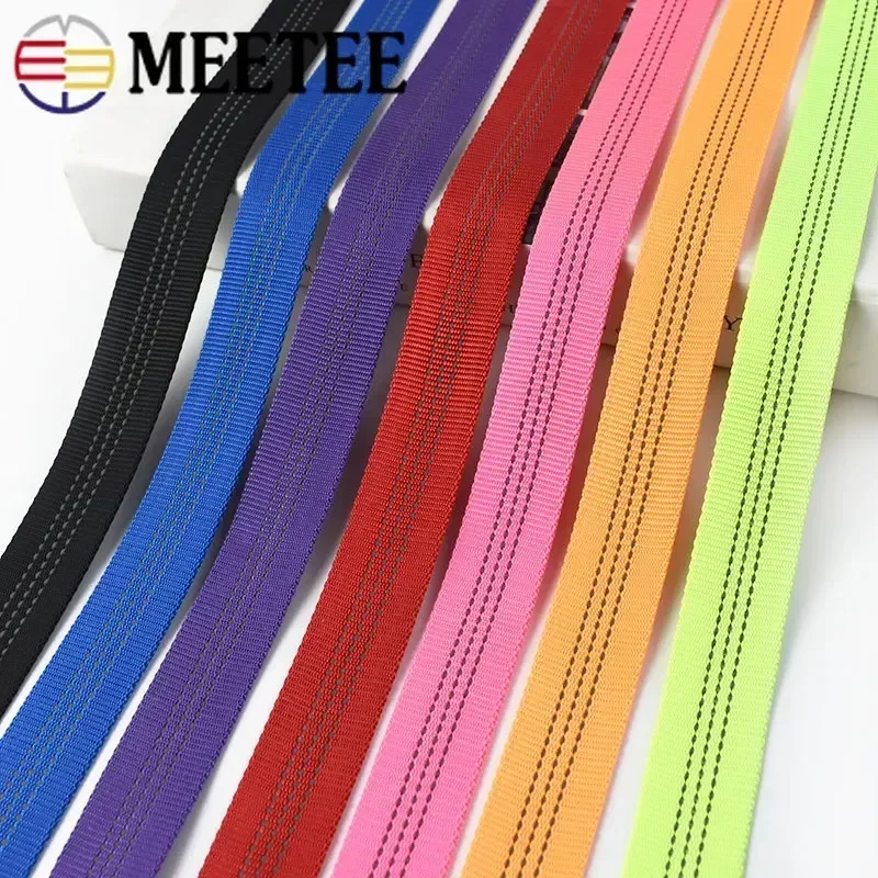 2-10Meter 25mm Nylon Tubular Webbing Tape For Sewing Bag Strap Double-layer Ribbon Backpack Belt Reflective Band DIY Accessories