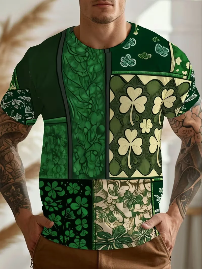 

Мужская футболка с коротким рукавом на День Святого Патрика, с принтом ирландского флага и клевером, повседневная футболка с круглым вырезом, футболки для вечеринок в честь Дня Святого Патрика