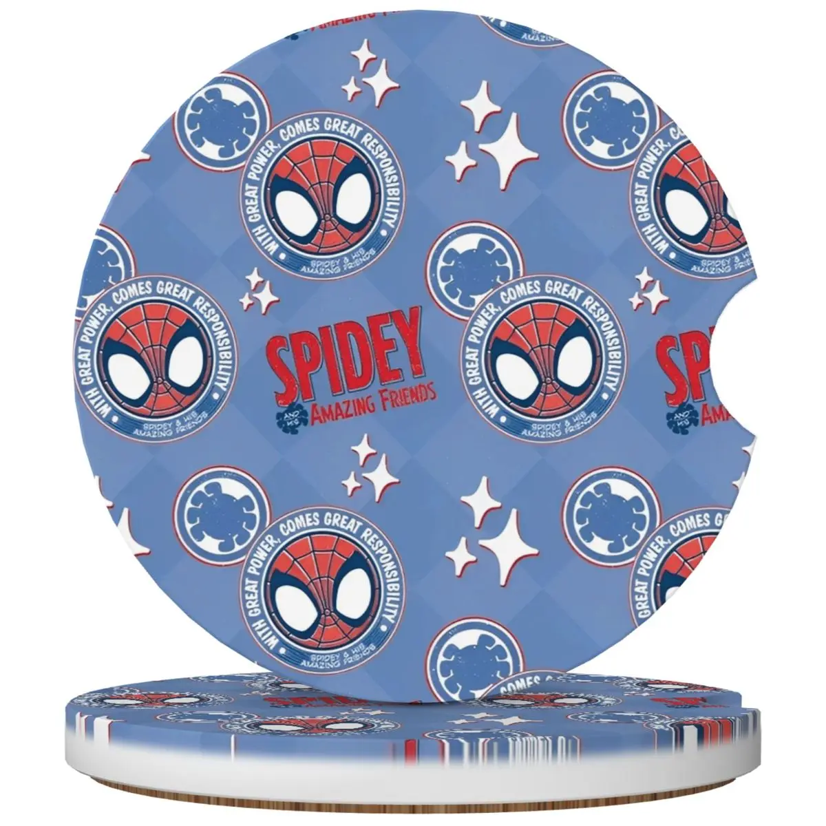 

SpiderMans Spider-man Car Cup Coaster 2PCS Universal Auto Non-Slip Car Interior Accessories Cup Holder Ceramic Coaster