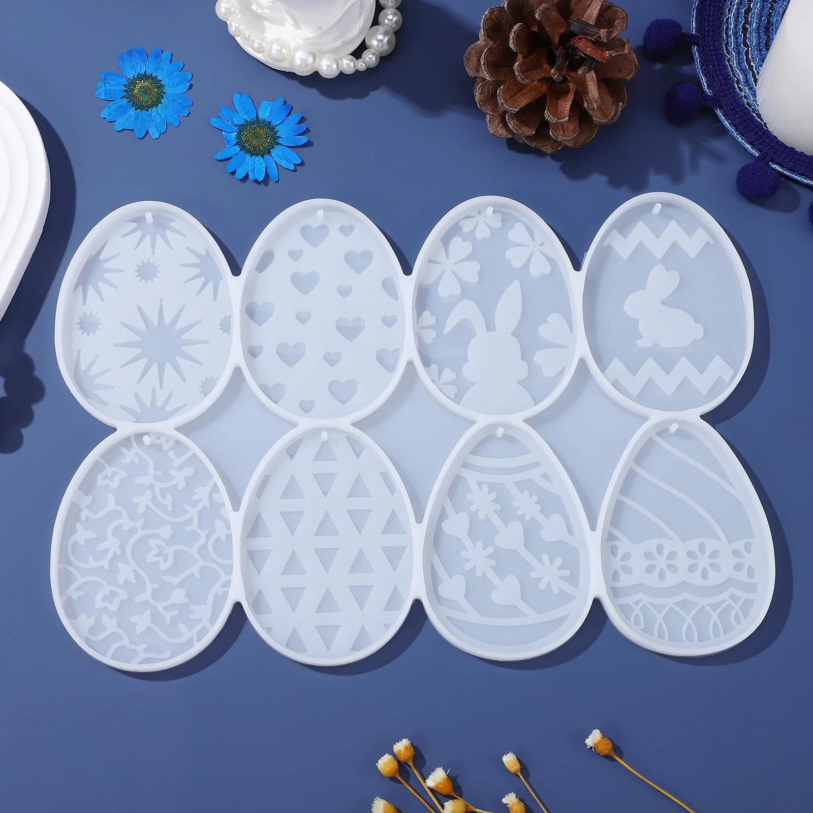 

Rabbit Keychain Mold Easter Silicone Bunny Hanging Necklace Charm Craft Making Egg Pendant DIY Resin Molds Lightweight Storage