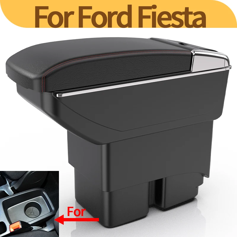 

For Ford Fiesta MK7 2009-2017 car armrest box interior accessories, multi-functional storage box, car accessories with cup holde