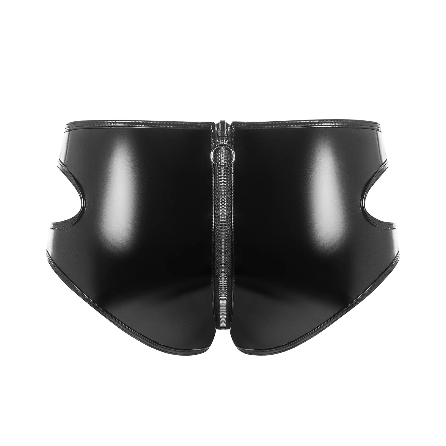 Womens Patent Leather Briefs Underwear Wet Look Clubwear Dancing Performance Cosplay Party Costume with Zipper Crotch Panties