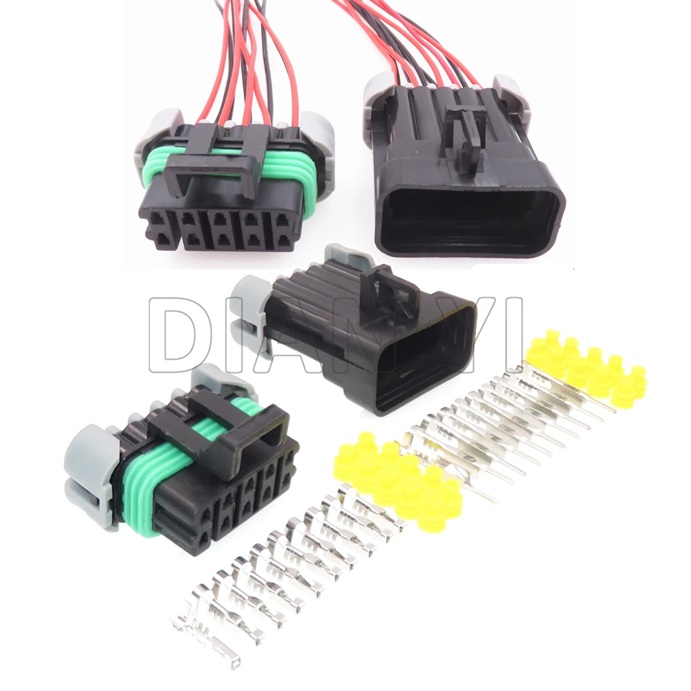 1 Set 10 Way Starter Car Waterproof Connector 12045808 12177081 12065425 Auto Replacement Male Female Wiring Harness Socket