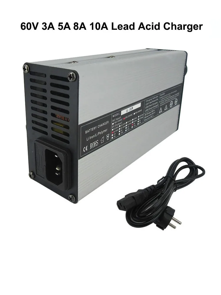 Ładowarka akumulatorów kwasowo-ołowiowych 60V 5A 10A 3A, szybka ładowarka 60 V 30AH 50AH 100AH, złącze GX16 XLR 3PIN IEC — zdjęcie produktu 7