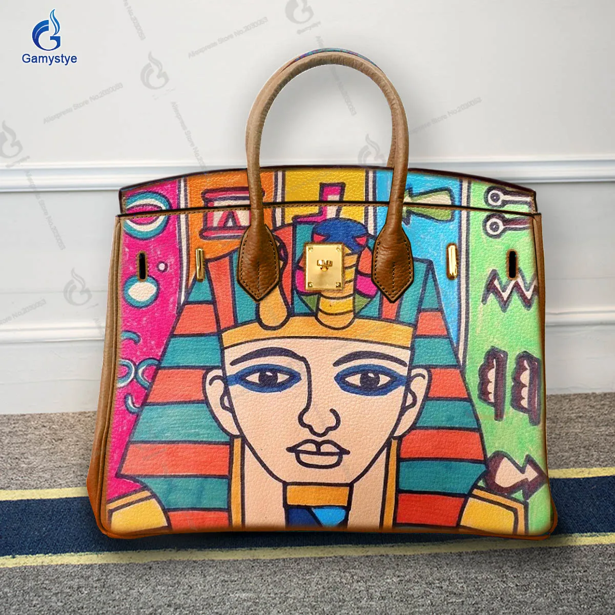 Personalizar bolso Art Hand Painted Face Bags Women Clutch purses and handbags Designer Ladies purses Real Cowskin Leather New