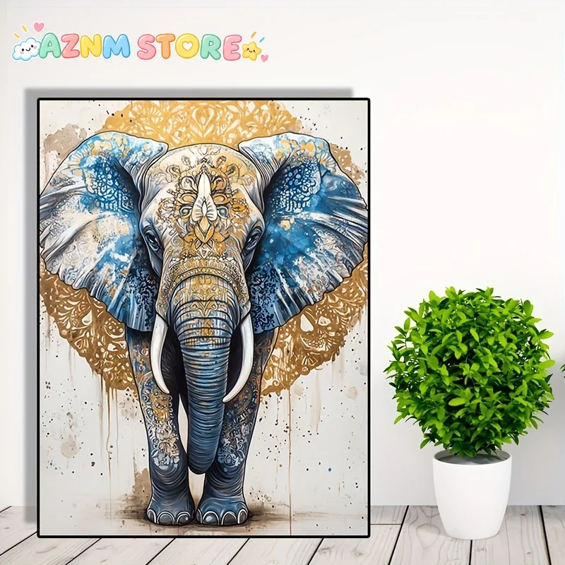 Elephant Canvas Wall Art Print - Brian Despan Inspired Design, Frameless Full Body Decorative Painting for Living Room, Bedro