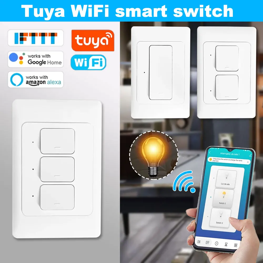 

For Tuya Smart WiFi Switch For Lighting RF 433MHz Wireless Switch Smart Life APP Voice Control Work With Google Home