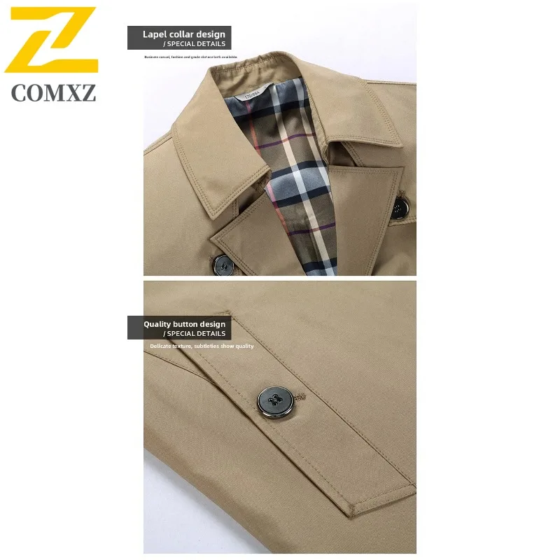 COMXZ ​Men Casual Sports Windbreaker Loose Fit MidLength Coat Autumn Winter Fleece Lined Thickened Outerwear Warm Thick Jacket ​