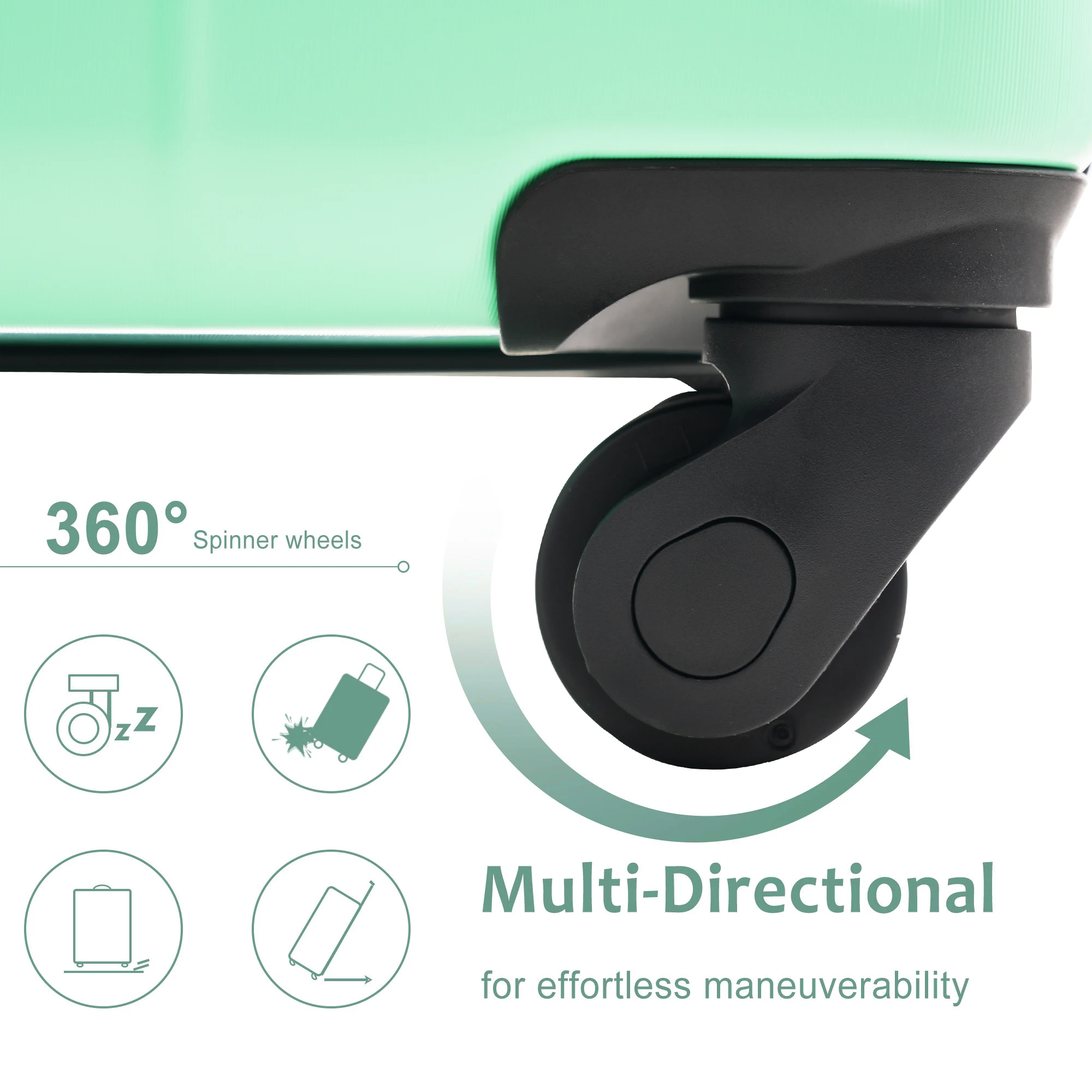Koper Kabin Hardshell 20-Inci, Koper ABS Ringan dan Tahan Lama dengan Roda Spinner, Kunci TSA Terintegrasi, 2 Kantong Penyimpanan, Hijau