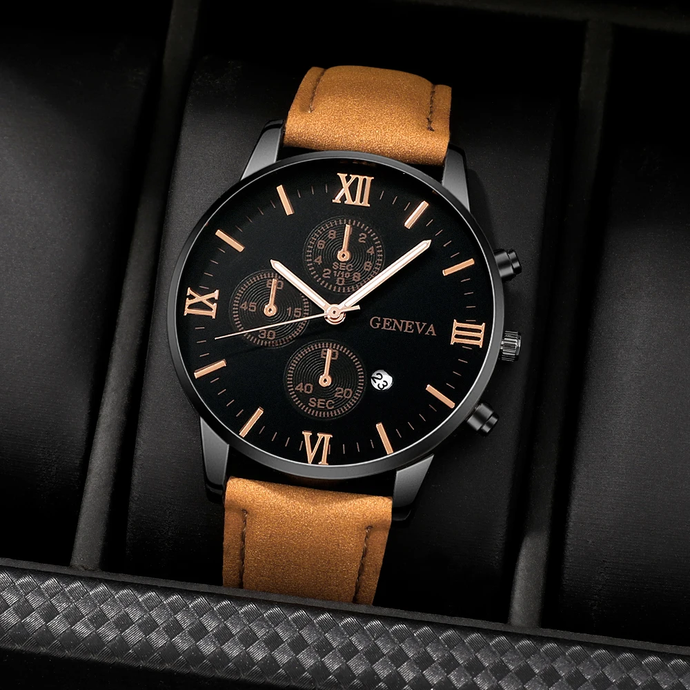4pcs Men's Watch Set, Exquisite Versatile, Perfect Gift For Ramadan, Halloween, New Year's Eve, Father's Day
