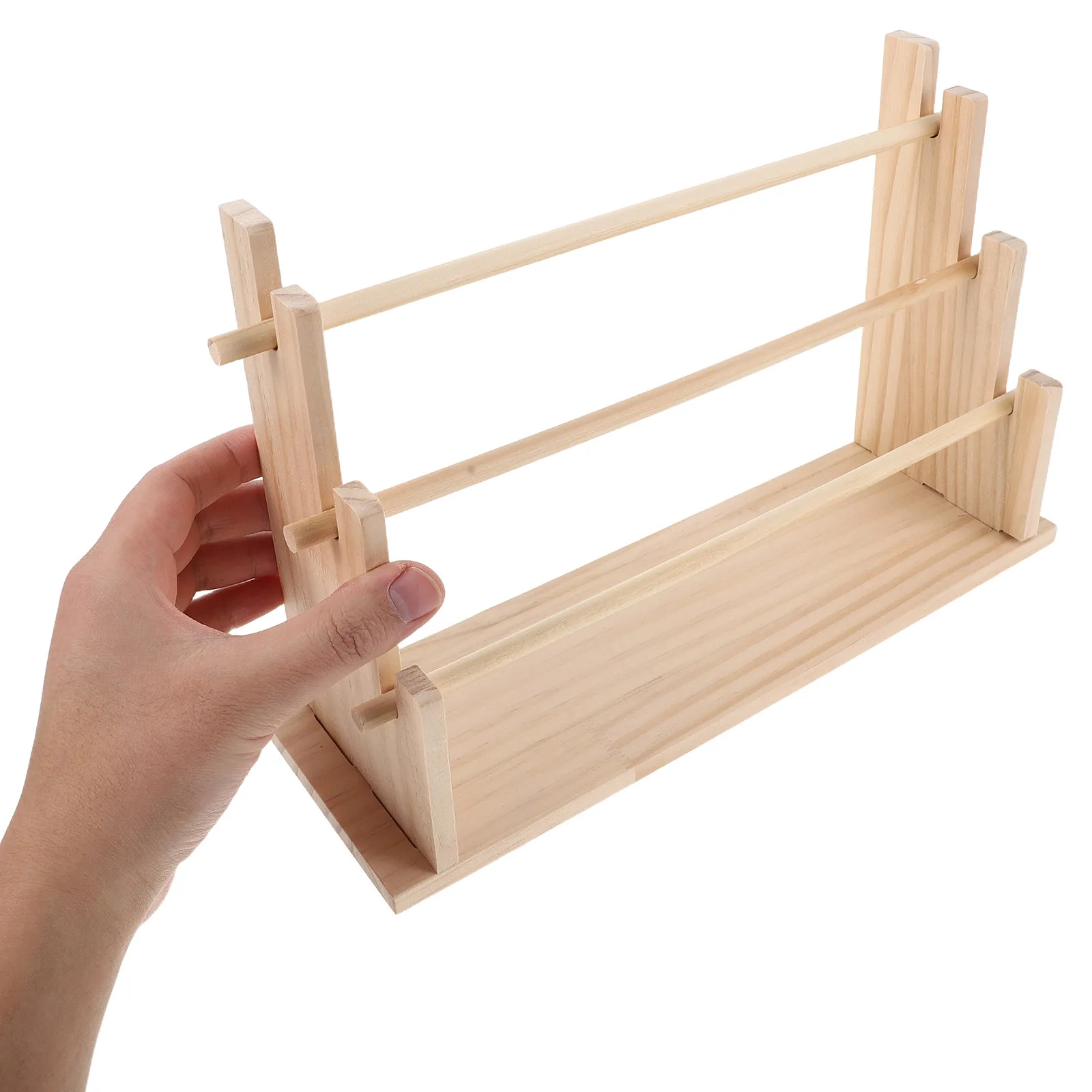 3-Tier Ribbon Storage Rack Solid Wood Organizer Holder Multi-Layer Craft Room Display Stand Washi Tape Shelf Flower Shop