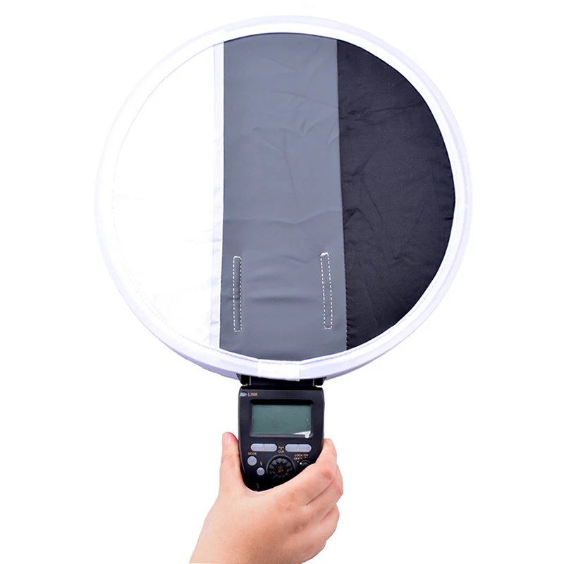 30CM Portable Dual Purpose 2 in 1 Gray Card Diffuser+ Softbox  Round On-camera Speedlite Flash Light White Balance Soft Box