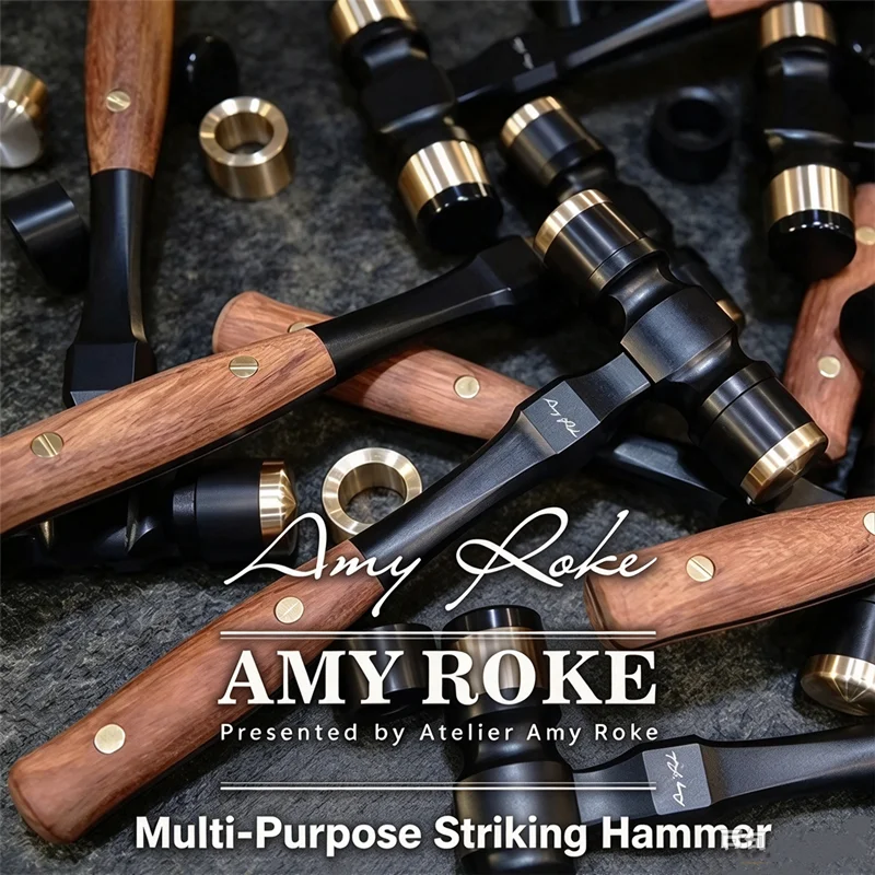 AMYROKE Leather Mallet 330g Multifunctional Double Head Hammer, Aviation Aluminum Pear Wood Handle DIY Leathercraft Tool
