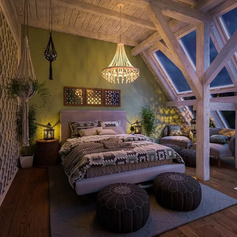 French simple retro wood bead decorative lamp B & B hotel villa bedroom children's room art chandelier