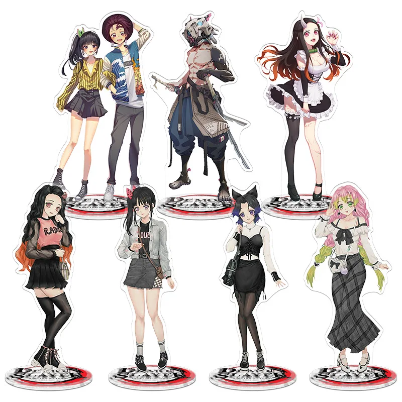 Anime kimetsu no yaiba acrílico suporte demon slayer figuras estatuetas kits de garagem modelo brinquedos gk ornamentos decoração