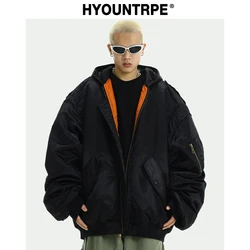 Blouson aviateur rembourré en coton à capuche pour hommes, Parkas surdimensionnés, Streetwear épais, Chaud, Mode Hip Hop, Décontracté, Hiver