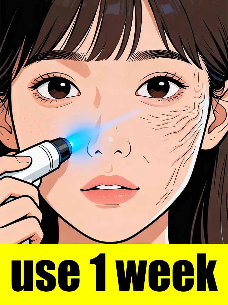 若い女性が使う顔の細かいシワケア用レーザーペン