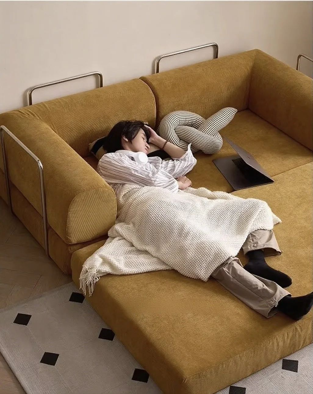 أريكة قابلة للطي حديثة ذات الاستخدام المزدوج وغرفة المعيشة الرجعية وسرير أريكة كسول #4