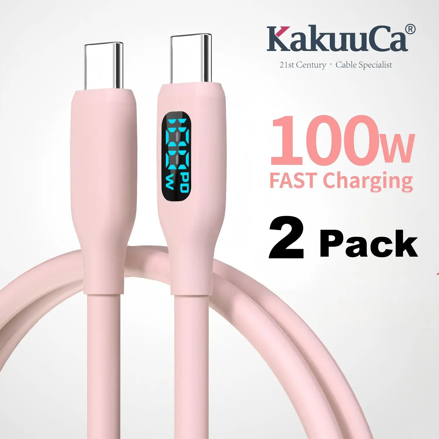 USB-C-Kabel, 1m 100W Typ-C Schnellladung mit LED-Anzeige für iPhone 17 16 15 Samsung iPad Air MacBook Google Switch (2er-Pack)