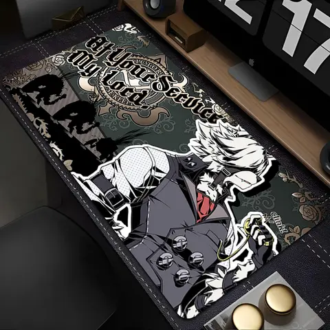 Zenless Zone Zero Von 라이카온 마우스 패드 노트북, 흑백 키보드 러그, XXL 늑대, 멋진 애니메이션 마우스 패드, PC 게임용 개 책상 매트